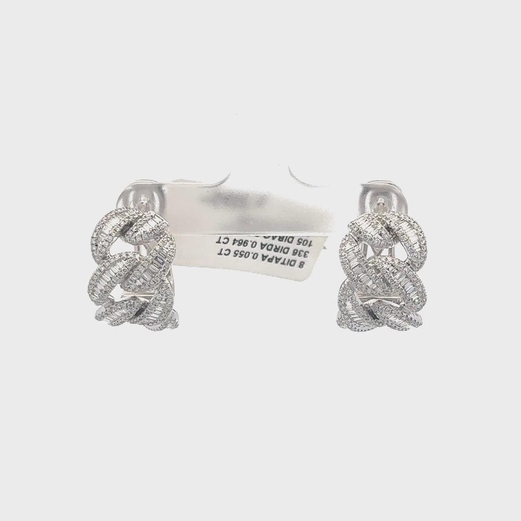 18K White Gold Diamond Chain Link Earrings