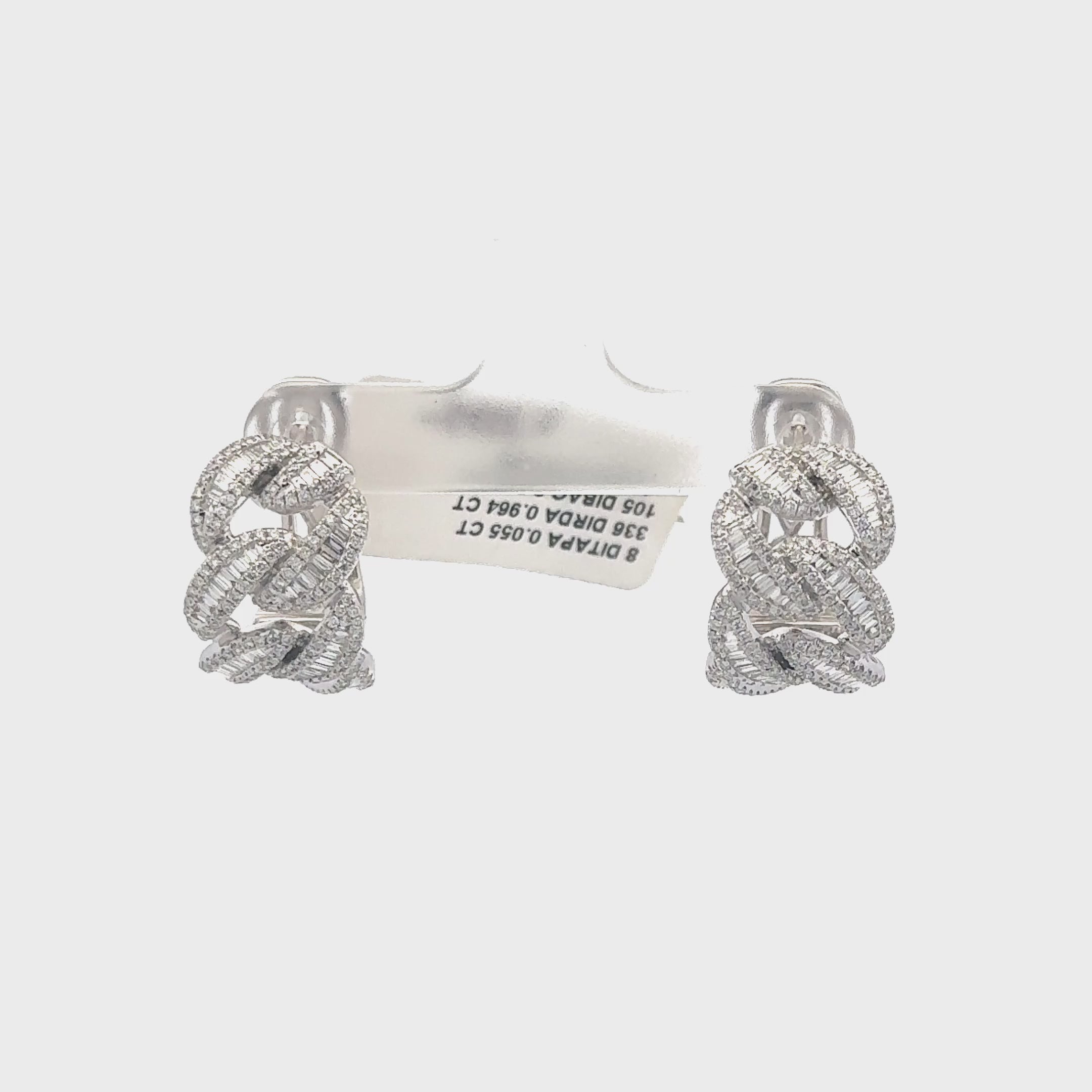 18K White Gold Diamond Chain Link Earrings