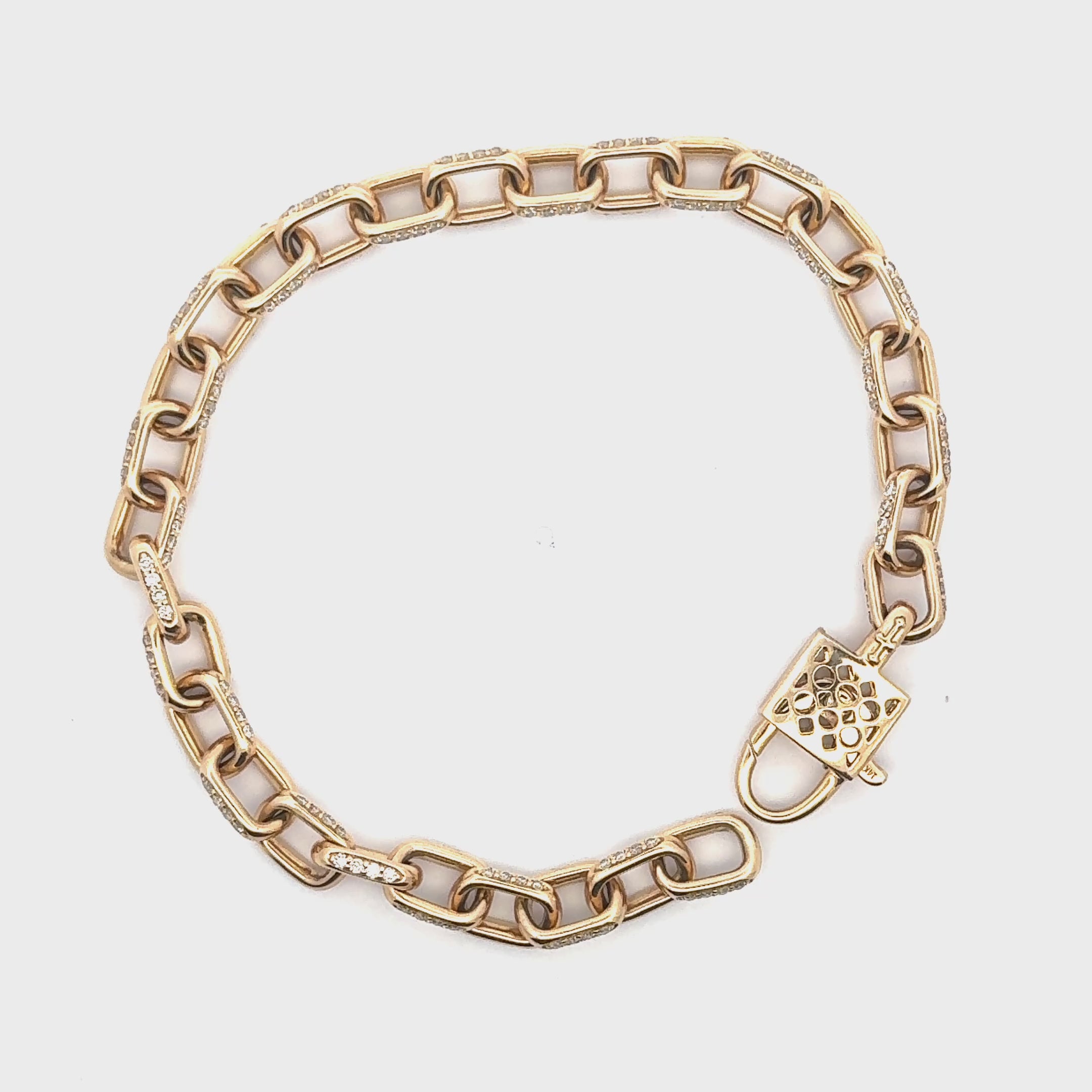 14K Gold Diamond Link Bracelet, Diamond Accent Paperclip Chain