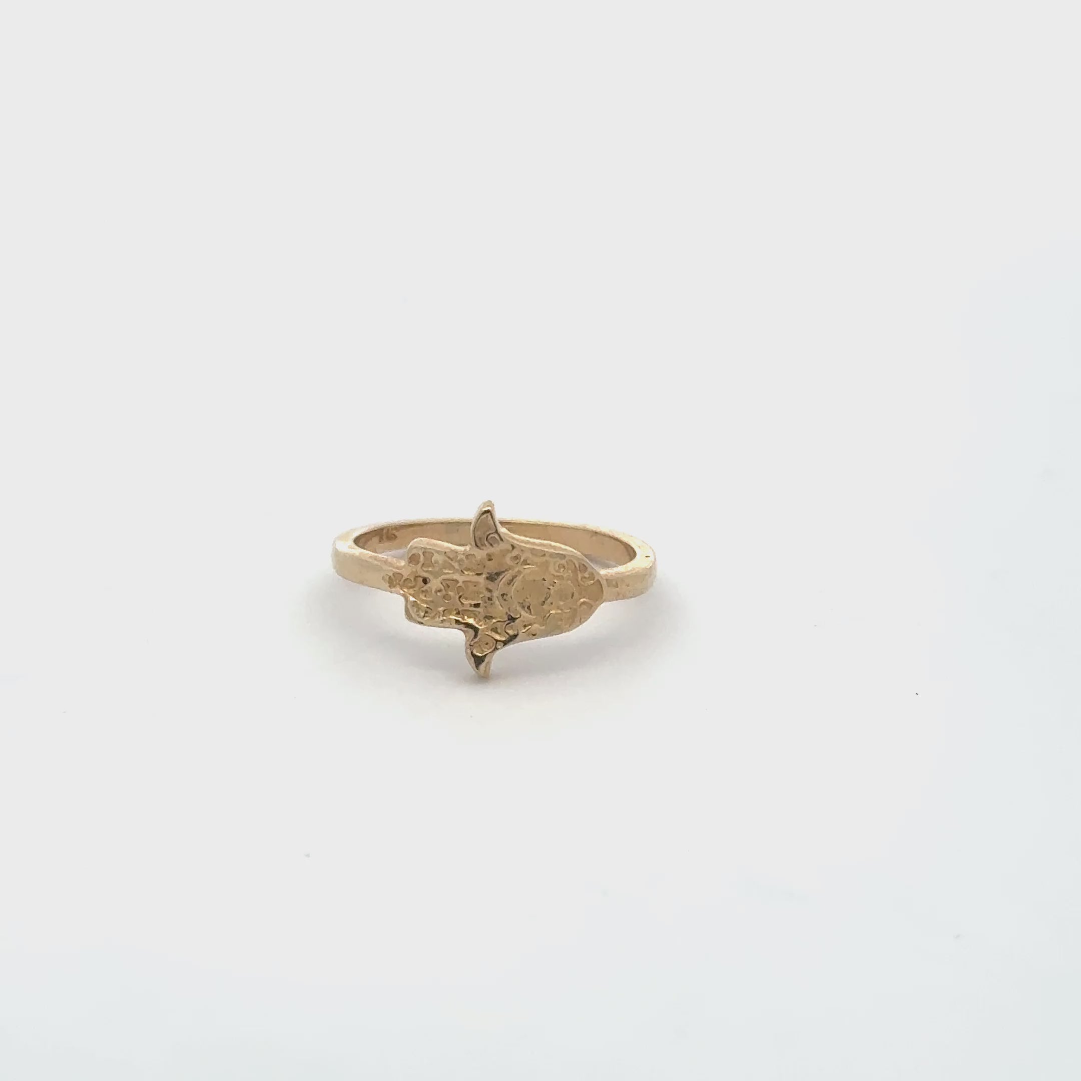 14K Yellow Gold Filigree Hamsa Ring