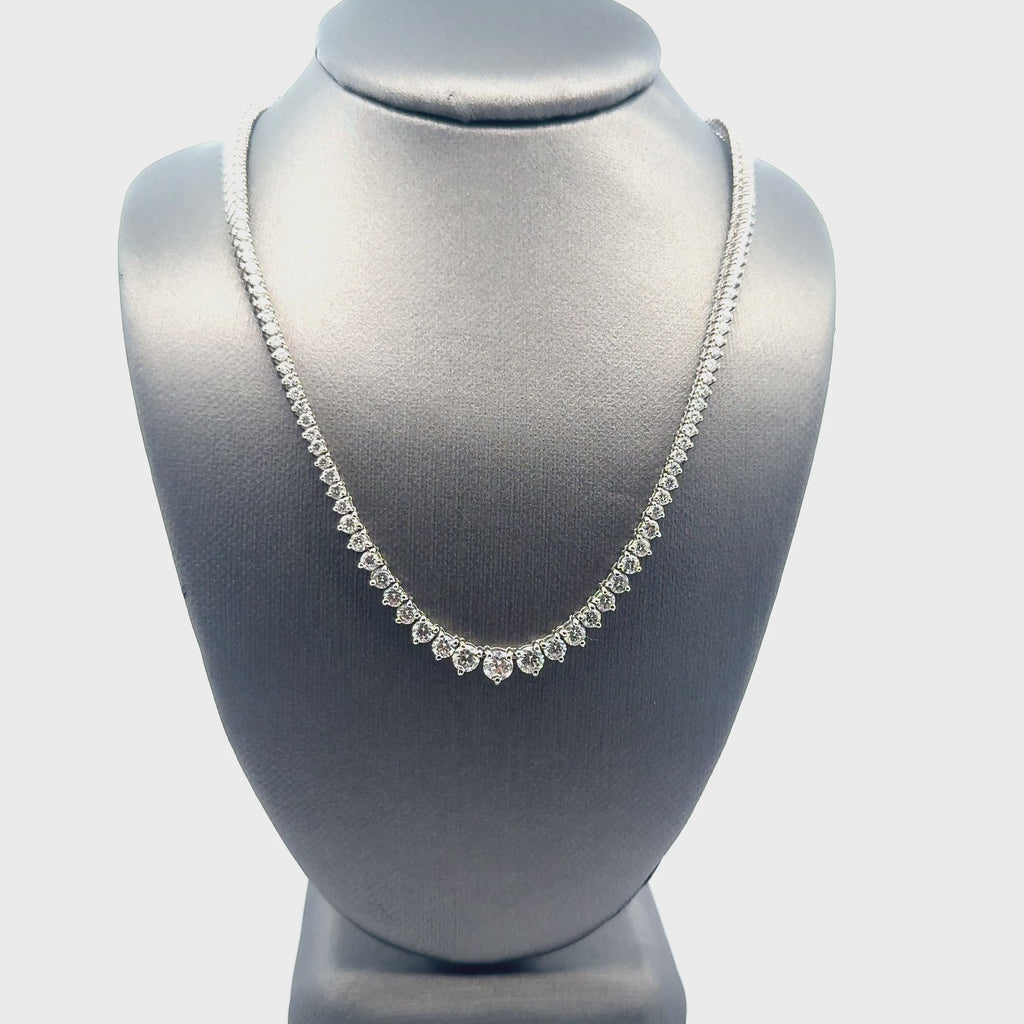 14K White Gold Diamond Graduated Tennis Necklace 5.59 CTW