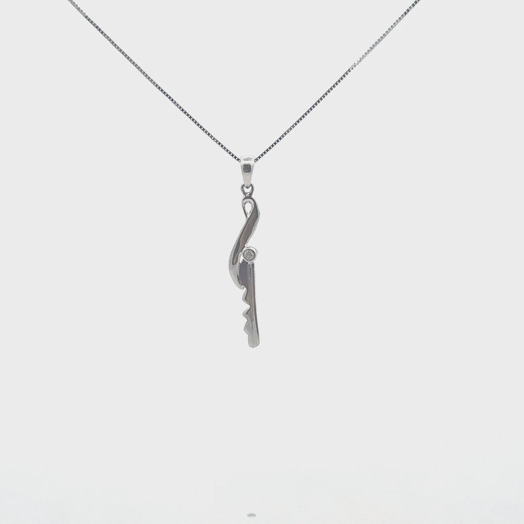 10K White Gold Infinity Key Pendant Necklace with 0.66 CT Natural Diamond