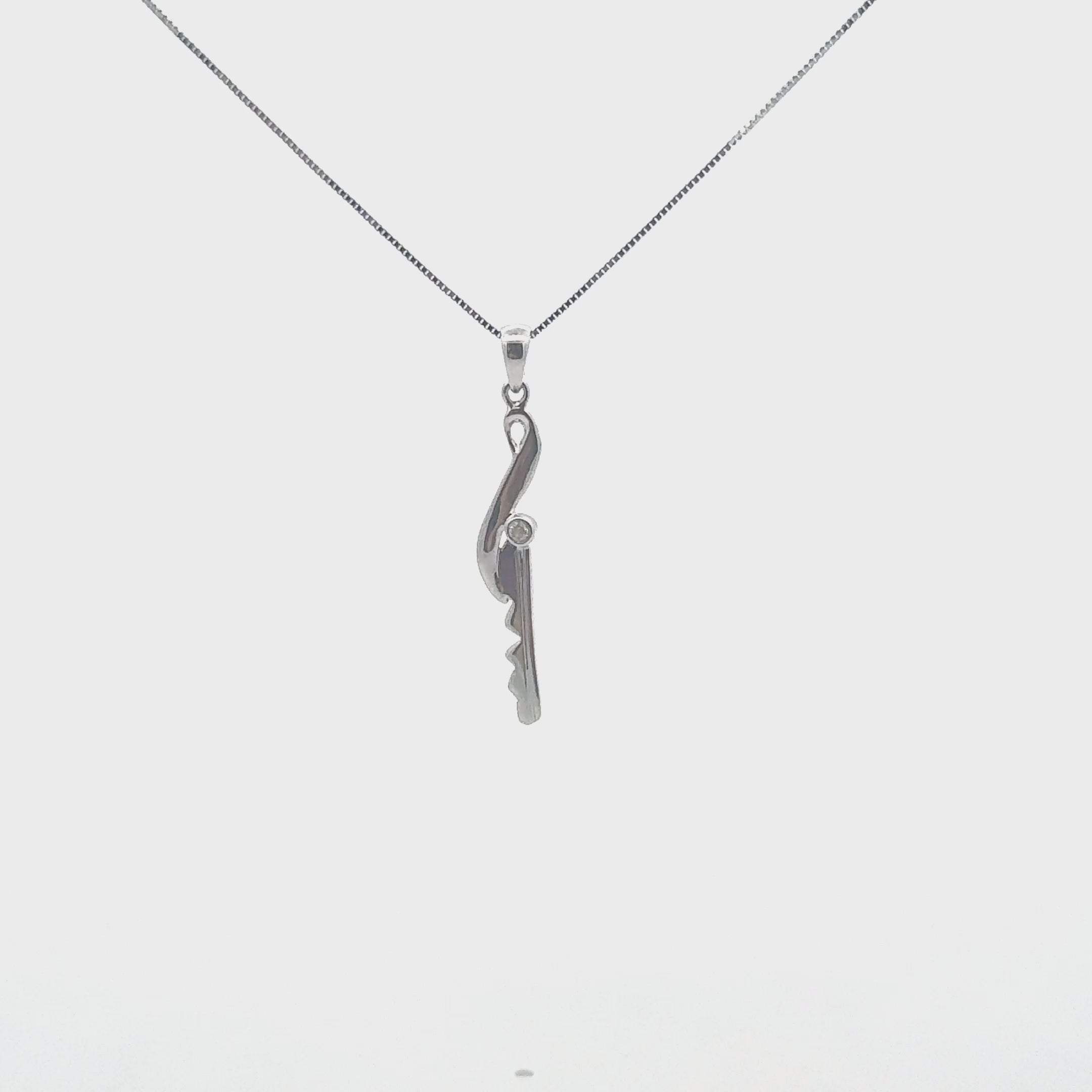 10K White Gold Infinity Key Pendant Necklace with 0.66 CT Natural Diamond
