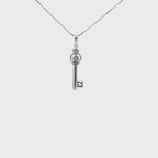 10K White Gold Diamond Key Necklace | 0.86 CT Natural Diamond Pendant
