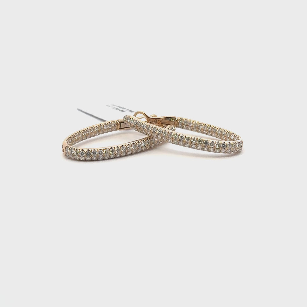 14K Gold Diamond Inside-Out Hoop Earrings
