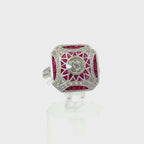 18K Vintage Art Deco Ruby & Diamond Ring
