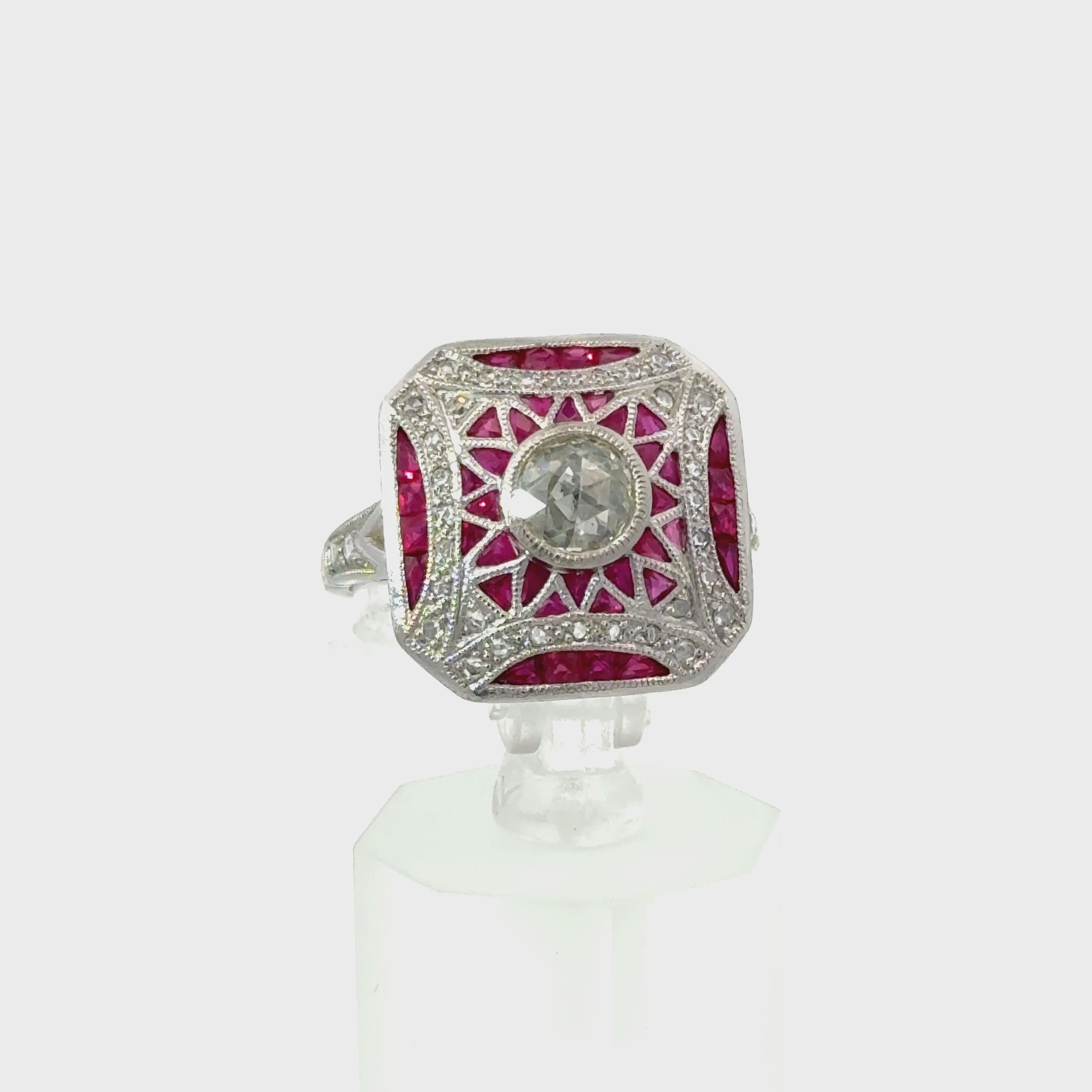 18K Vintage Art Deco Ruby & Diamond Ring