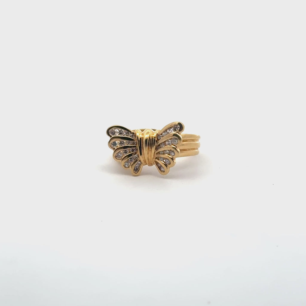 14K Gold Diamond Butterfly Ring