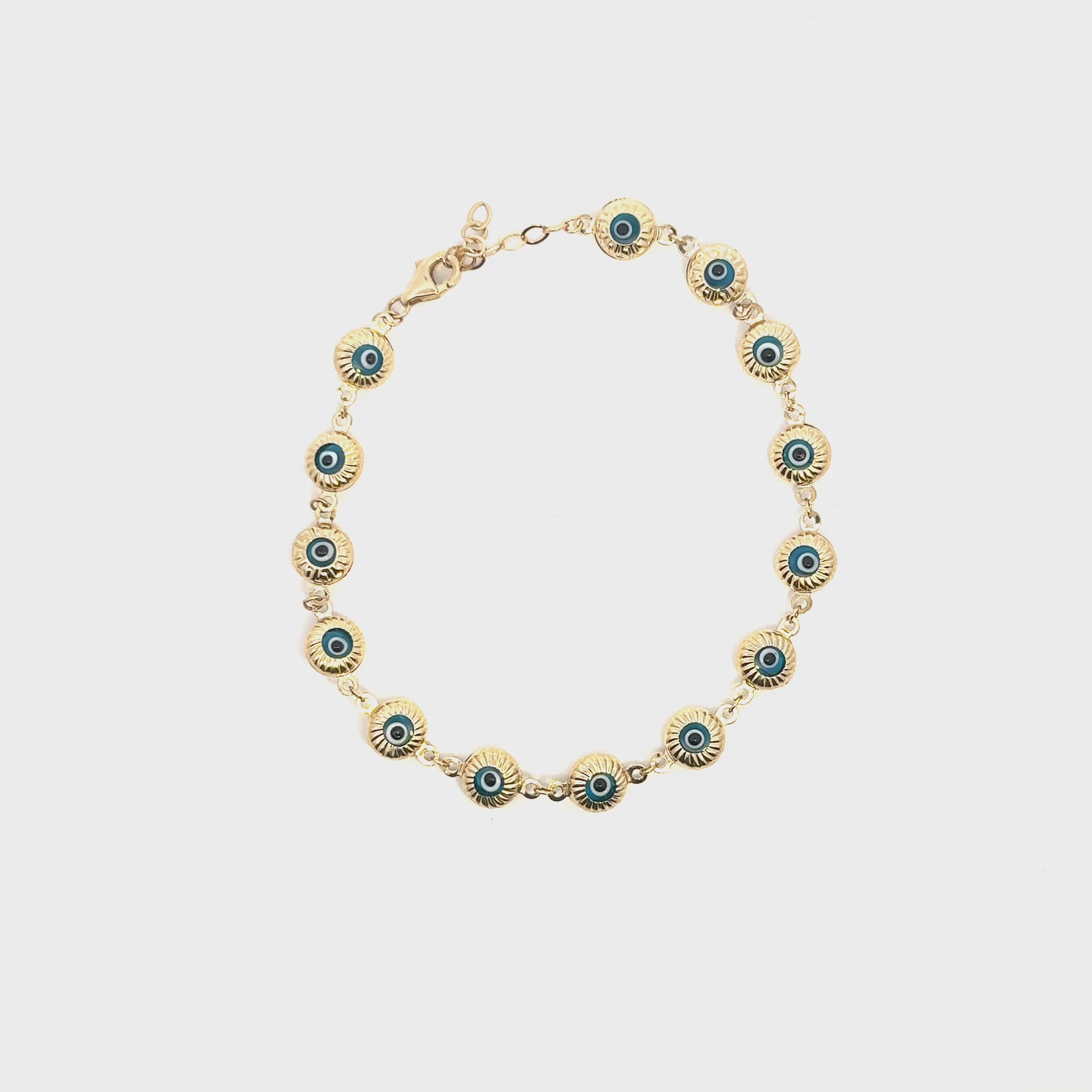 14K Yellow Gold Evil Eye Bracelet for Women | Blue Enamel Protection Bracelet