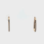 18K Gold Diamond Elongated Hoop Earrings