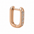 18K yellow gold baguette diamond huggie earring featuring natural baguette-cut diamonds in a modern geometric design