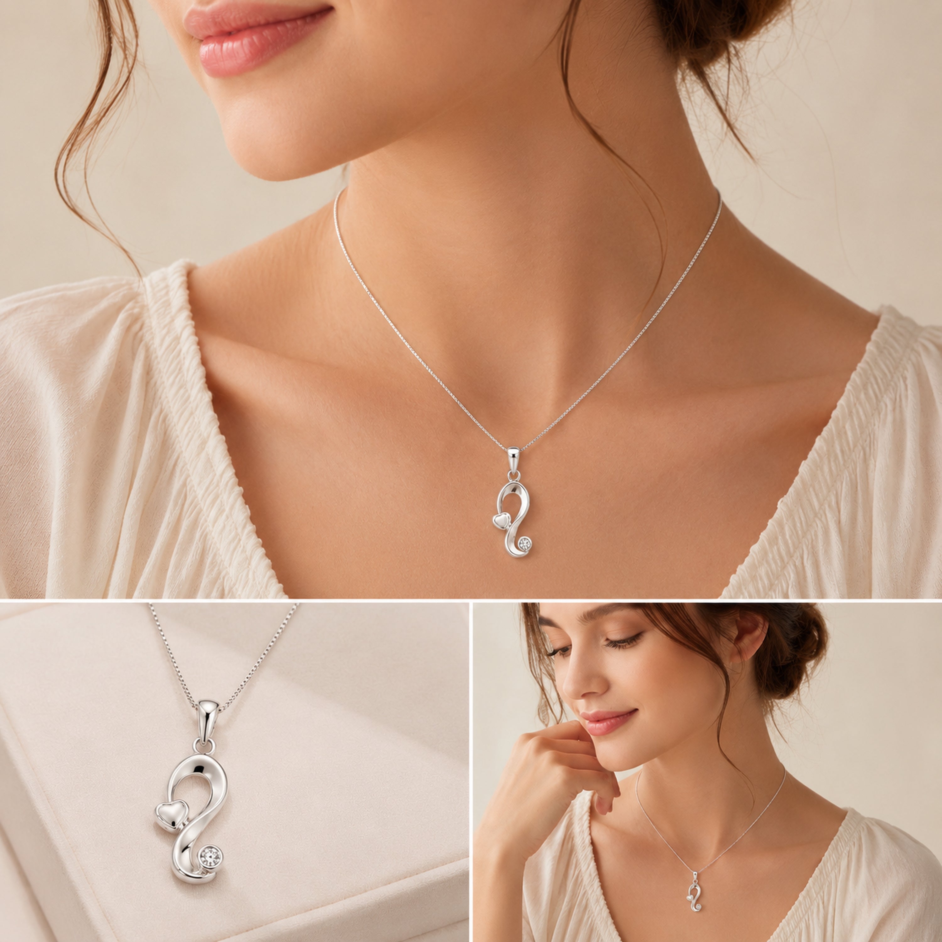 10K White Gold 0.55 CT Diamond Heart Pendant Necklace